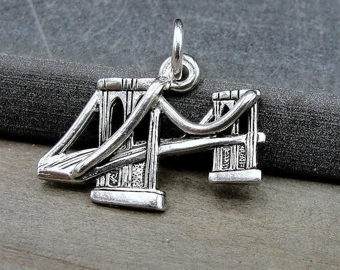 Brooklyn Bridge Charm - Silver Plated Bridge Charm for Necklace or Bracelet - New York Charm - Bridge Pendant - Golden Gate Bridge Charm