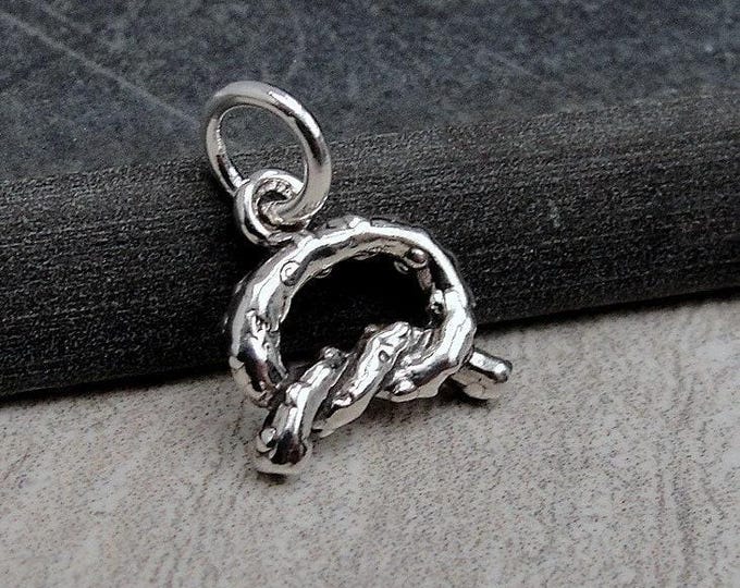 Pretzel Charm, Sterling Silver Pretzel Twist Charm for Necklace or Bracelet, Food Charm, Snack Charm, Mini Pretzel Pendant, Pretzel Gift