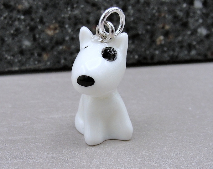 Bull Terrier Charm, 3D Bull Terrier Dog Charm, White Dog Charm, Spotted Dog Charm, Pit Bull Charm, Necklace Charm, Dog Lover Gift