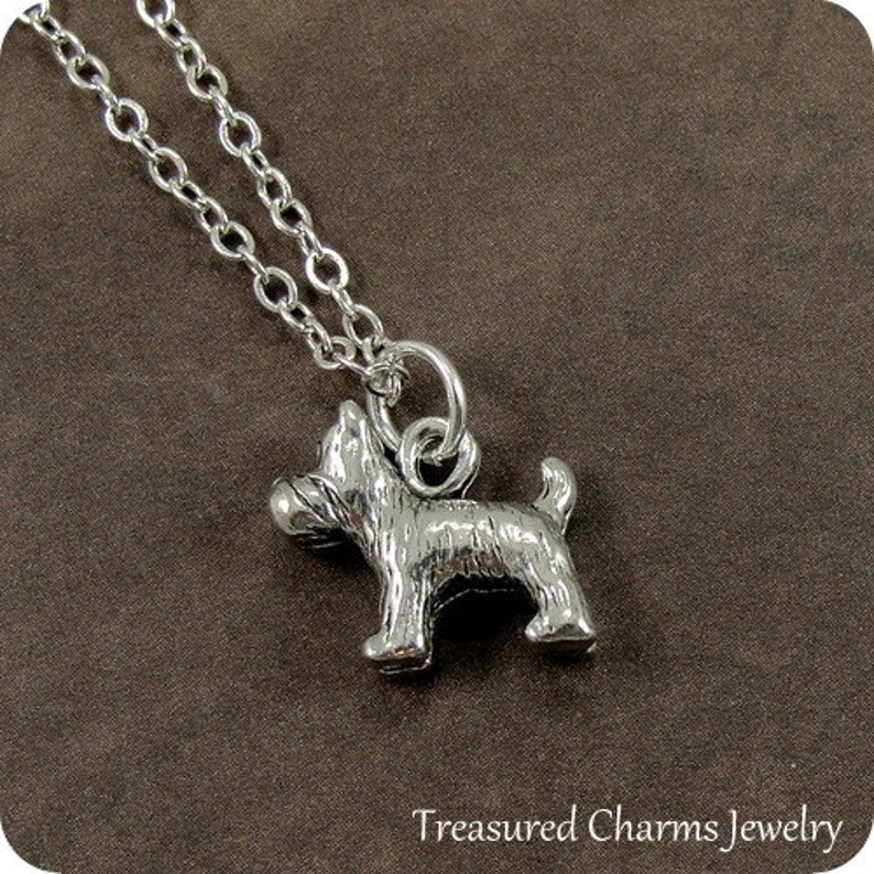 Silver Scottie Dog Charm on a Silver Cable Chain Scottish Terrier Necklace