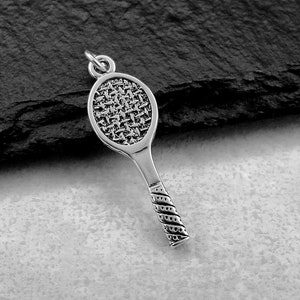 Tennis Racket Charm, 925 Sterling Silver Tennis Charm, Tennis Player Charm, Tennis Necklace, Bracelet Charm, Necklace Charm, Tennis Gift