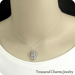 Hockey Goalie Mask Necklace, Sterling Silver Hockey Mask Charm on a Silver Cable Chain image 2