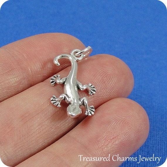 String Ting/Zora the Gecko Talisman Limited チャーム 925 Sterling Silver Gecko Charm, Silver Lizard Charm