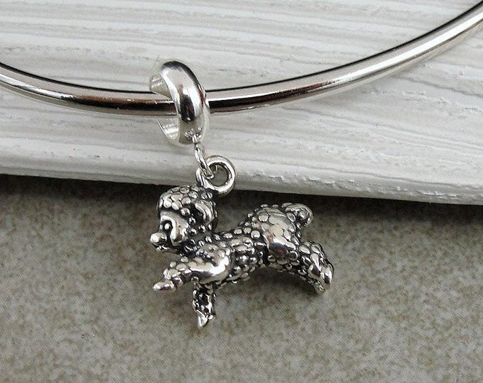 Sheep European Charm, Sterling Silver Sheep or Lamb Dangle Charm, Sheep Charm with Bail, Snake Bracelet Charm, Large Hole Bead, Sheep Gift