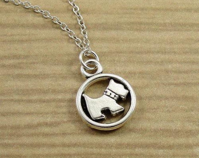 CLOSEOUT - Scottie Dog Necklace, Silver Scottish Terrier Charm on a Silver Cable Chain