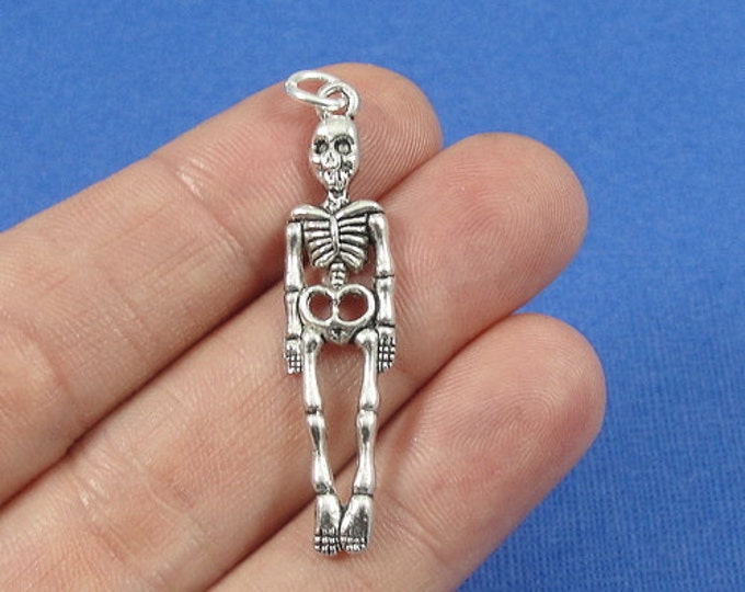 Human Skeleton Charm - Silver Plated Skeleton Charm for Necklace or Bracelet