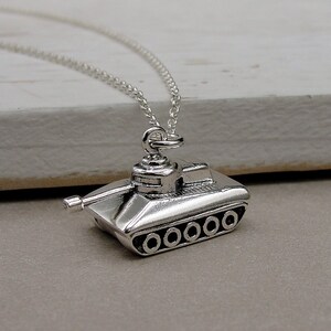 Military Tank Necklace, 925 Sterling Silver 3D Army Tank Charm Necklace, Military Charm Necklace, Army Necklace, Military Necklace Jewelry