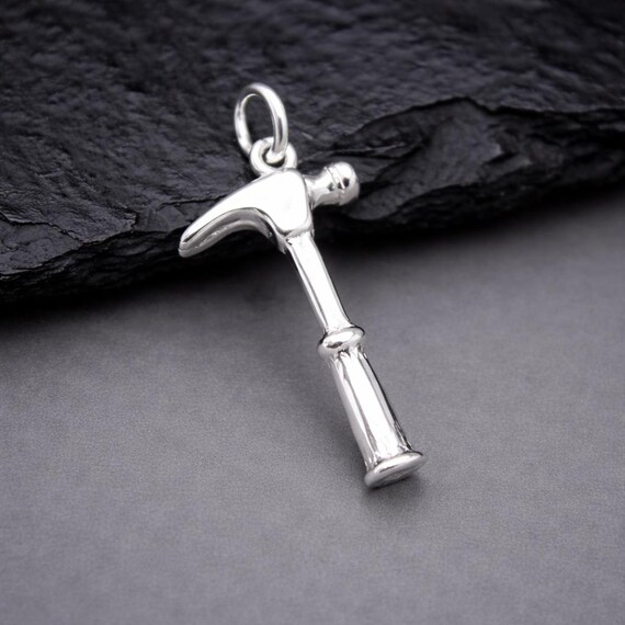 Sterling Silver 3D Hammer Charm for Necklace or Bracelet, Handyman Charm, Construction Worker Pendant, Handyman Gift