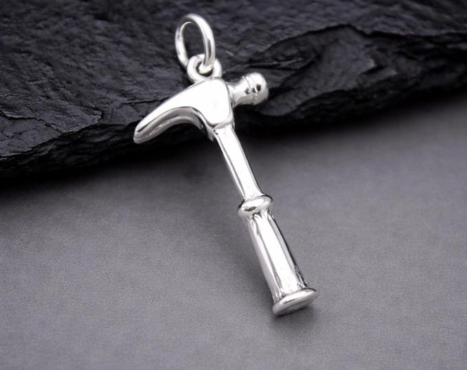 Sterling Silver 3D Hammer Charm for Necklace or Bracelet, Handyman Charm, Construction Worker Pendant, Handyman Gift