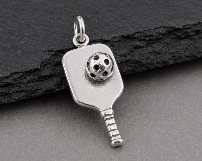 Pickleball Charm, Sterling Silver PIckleball Pendant for Necklace, Ping Pong Charm, Sports Charm, Pickleball Gift, Pickleball Pendant