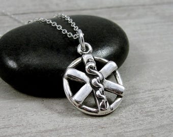Sterling Silver EMT Necklace, Paramedic Necklace, First Responder Charm, Medical Star of Life Pendant, Emergency Medical Technician Jewelry