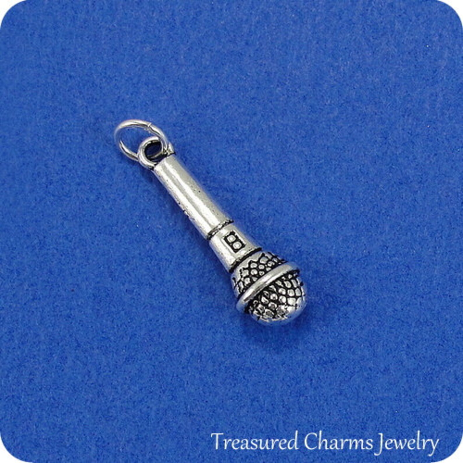Microphone Charm Silver Plated Microphone Charm for Necklace Etsy