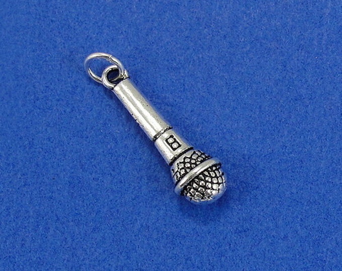 Microphone Charm - Silver Plated Microphone Charm for Necklace or Bracelet