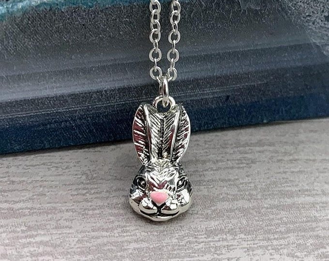 Silver Bunny Rabbit Necklace, Rabbit Charm Necklace, Bunny Charm Necklace, Easter Bunny Necklace, Gift for Rabbit Lover, Rabbit Jewelry