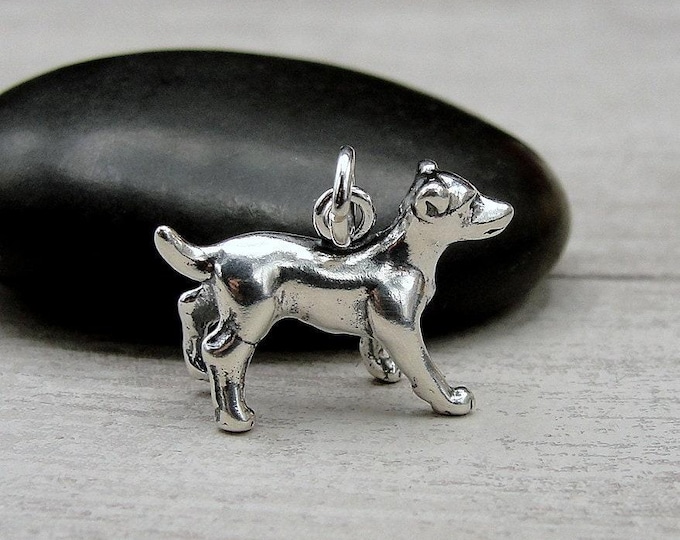 Jack Russell Terrier Charm, 925 Sterling Silver 3D Jack Russell Pendant, Bracelet Charm, Necklace Charm, Puppy Dog Charm, Jack Russell Gift