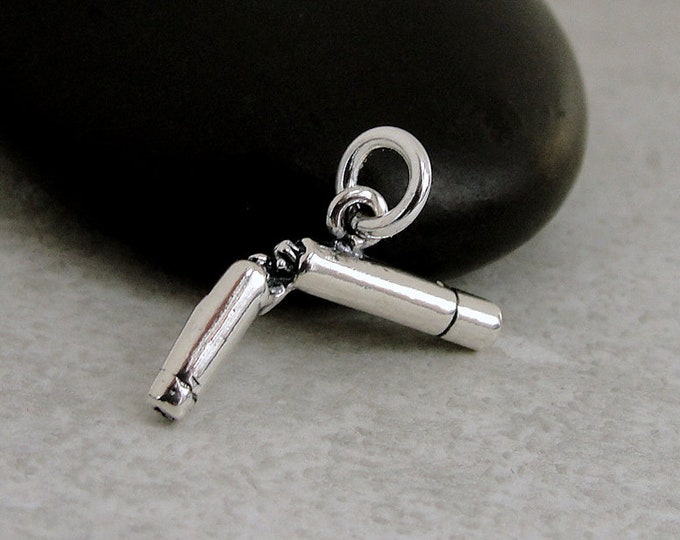 Tiny Broken Cigarette Charm, Sterling Silver Cigarette Charm, Quit Smoking Charm, Quit Smoking Gift, Quit Smoking Jewelry