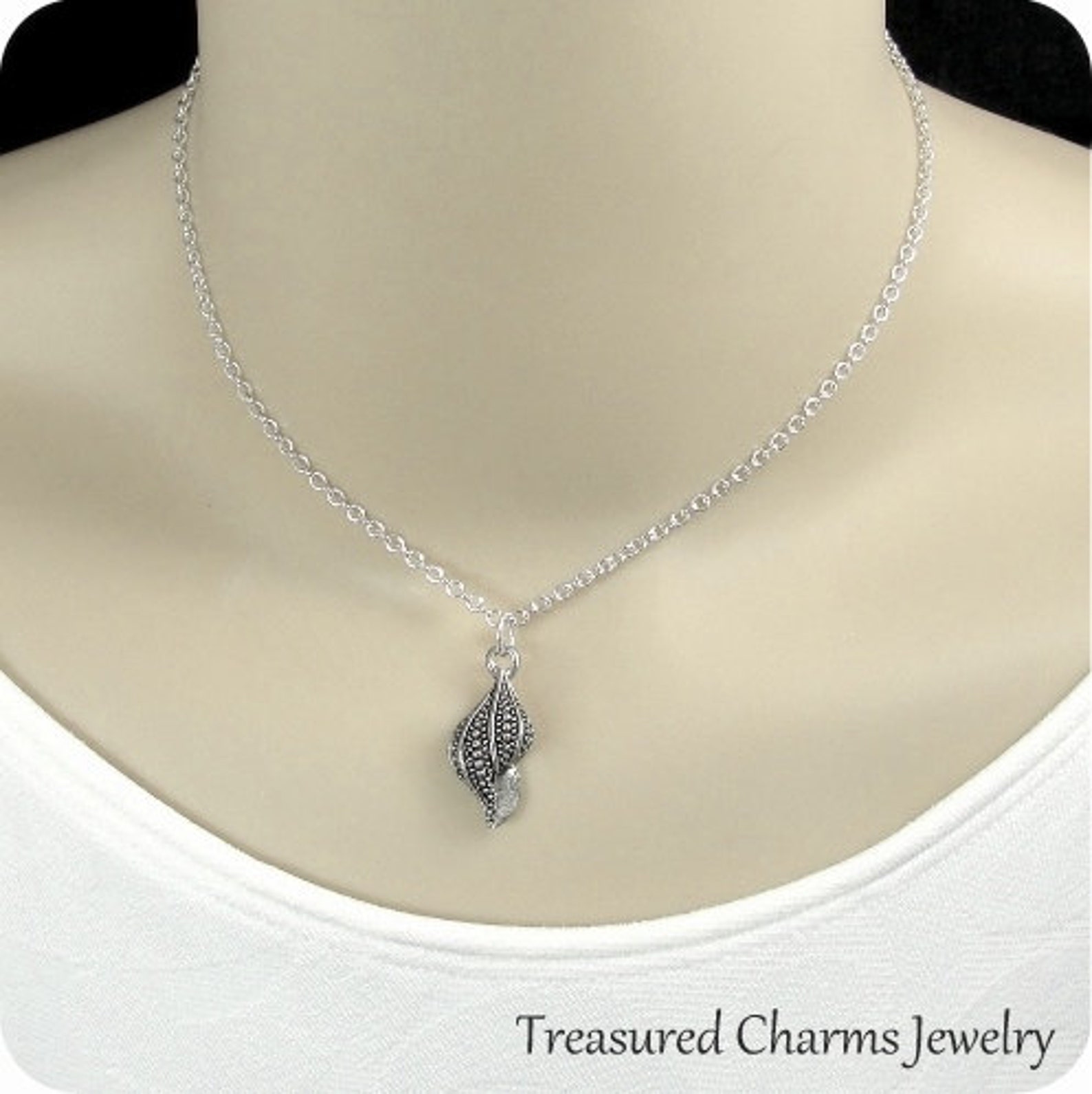 Snail Shell Necklace Silver Snail Shell Charm on a Silver Etsy