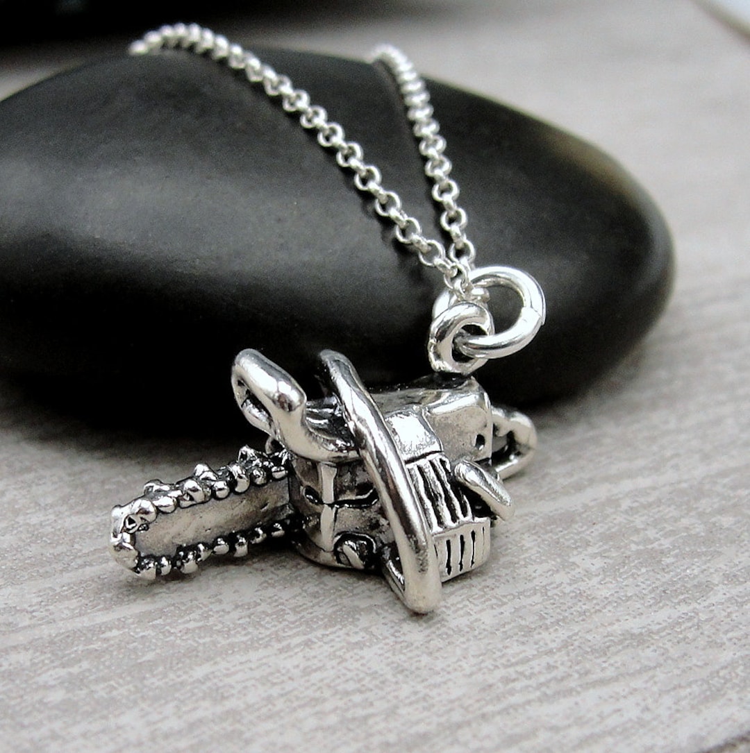 Chainsaw Necklace 925 Sterling Silver Chainsaw Charm Etsy