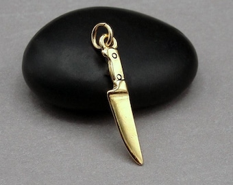 Miniature Knife Charm, Gold Knife Charm for Necklace, Chef Charm, Baking Charm Jewelry, Carving Knife Charm, Gift for Chef, Gift for Baker