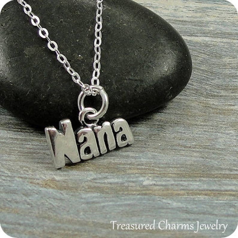 Nana Necklace Sterling Silver Nana Charm on a Silver Cable Etsy