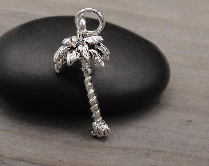 Silver 3D Palm Tree Charm, Palm Tree Pendant, Tropical Charm, Beach Charm, Hawaiian Charm, Beach Jewelry