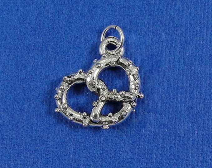 Pretzel Charm - Silver Plated Pretzel Charm for Necklace or Bracelet