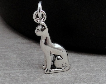 Sphynx Cat Charm, 925 Sterling Silver 3D Egyptian Cat Charm for Necklace or Bracelet, Siamese Cat Charm, Pharaoh Cat Charm, Cat Lover Gift