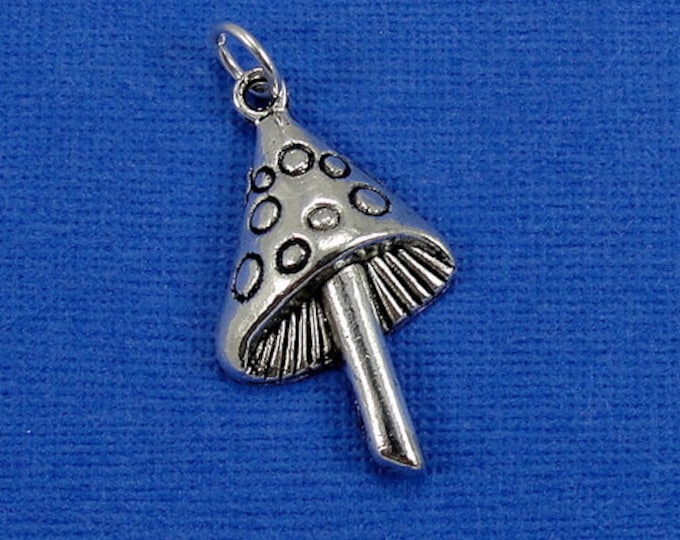 Spotted Mushroom Charm - Silver Mushroom Charm for Necklace or Bracelet