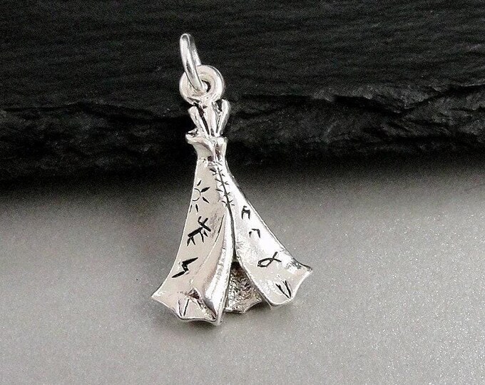 Silver Tepee Charm, Tipi Charm, Native American Charm, Native American Jewelry, Tipi Necklace Charm, Tipi Pendant, Bracelet Charm