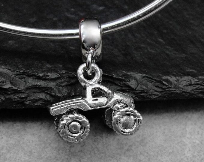 Monster Truck European Dangle Bead Charm - Silver Monster Truck Charm for European Bracelet - Race Truck Charm - Monster Truck Gift
