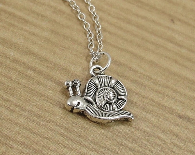 Garden Snail Necklace, Silver Plated Garden Snail Charm on a Silver Cable Chain