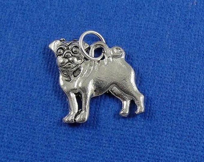 Pug Charm - Silver Plated Pug Dog Charm for Necklace or Bracelet