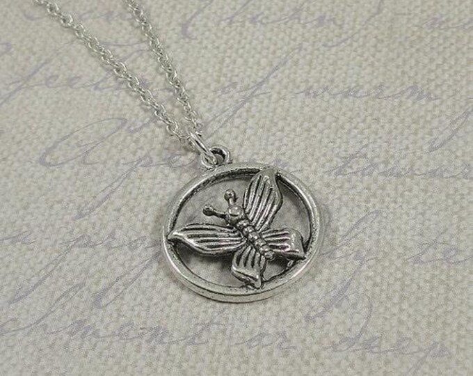 Butterfly Necklace, Silver Butterfly Charm on a Silver Cable Chain