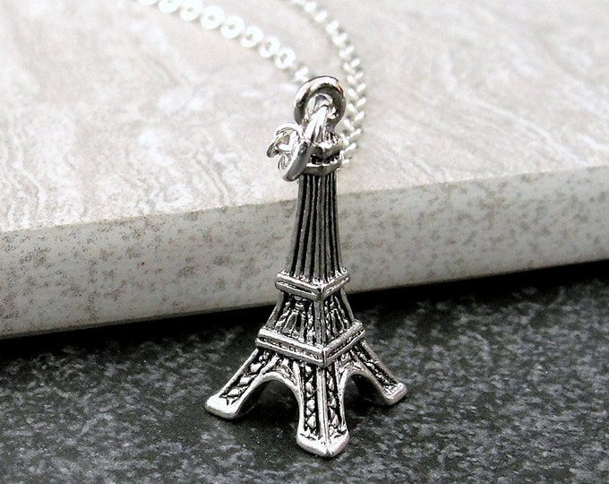 Eiffel Tower Necklace, Silver Plated Eiffel Tower Charm Necklace, France Necklace, Paris Necklace, Paris France Charm, Paris Themed Jewelry