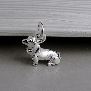 Dachshund Charm, Silver Plated Wiener Dog Charm for Necklace or Bracelet, 3D Dachshund Charm, Dachshund Gift, Dachshund Jewelry