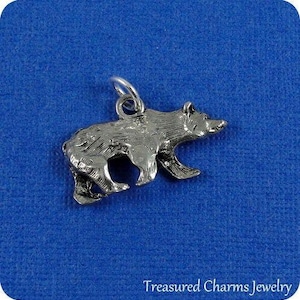 Grizzly Bear Charm - Silver Plated Grizzly Bear Charm for Necklace or Bracelet