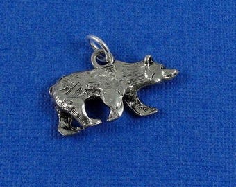 Grizzly Bear Charm - Silver Plated Grizzly Bear Charm for Necklace or Bracelet