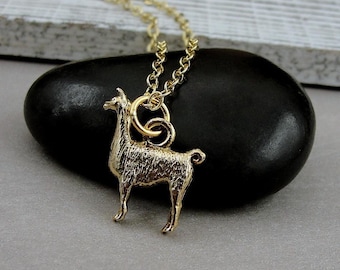 Llama Necklace, Gold Llama Charm Necklace, Alpaca Necklace, Pet Llama Charm, Farm Animal Jewelry, Llama Gift, Llama Themed Jewelry