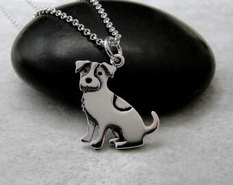 925 Sterling Silver Jack Russell Terrier Necklace, Jack Russell Charm Necklace, Puppy Dog Charm Necklace, Jack Russell Gift Jewelry