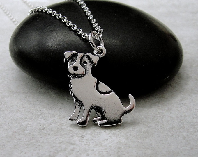 925 Sterling Silver Jack Russell Terrier Necklace, Jack Russell Charm Necklace, Puppy Dog Charm Necklace, Jack Russell Gift Jewelry