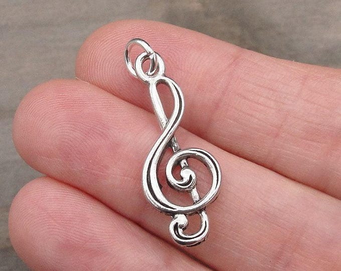 Silver Treble Clef Charm, Music Note Charm, Treble Clef Pendant, Pianist Charm, Songwriter Charm, Music Teacher Gift, Piano Teacher Gift