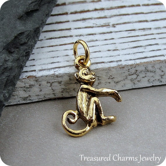 Monkey Charm Gold Monkey Charm for Necklace or Bracelet Jungle Charm Chimp Charm Primate Charm Monkey Gift Jungle Themed Jewelry Etsy Israel