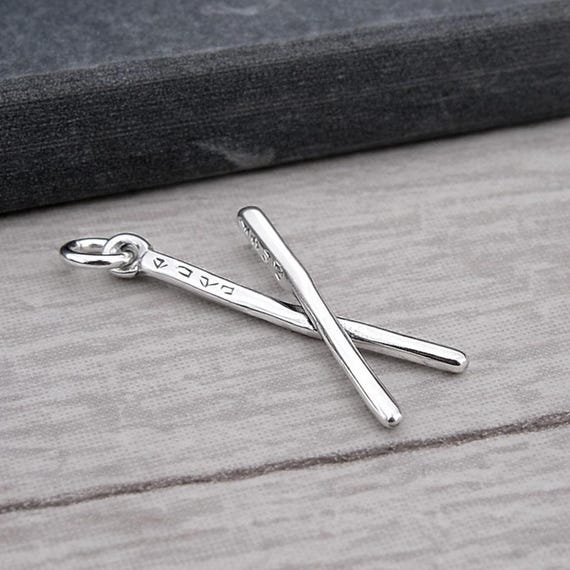Sterling Silver Chopsticks Charm, Sushi Pendant for Necklace or Bracelet, Asian Food Jewelry