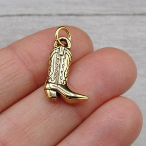 Cowboy Boot Charm, Gold Cowboy Boots Charm for Necklace or Bracelet, Cowgirl Charm, Rodeo Cowgirl Jewelry, Cowboy Boot Jewelry image 2