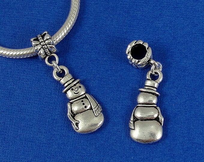 Snowman European Dangle Bead Charm - Silver Frosty the Snowman Charm for European Bracelet