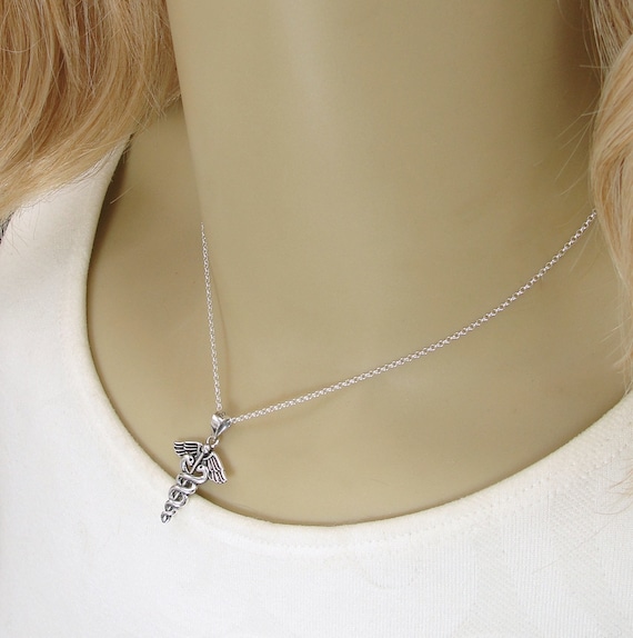 Eudora Collana In Argento Sterling 925 Con Caduceo, Ali Di - Foto 8