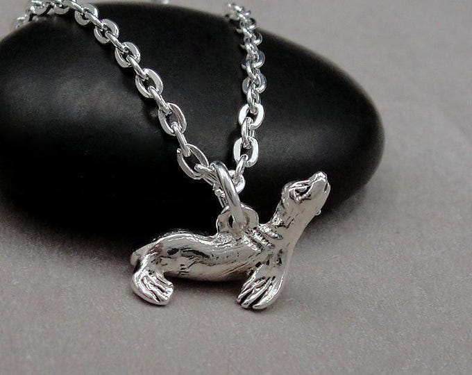 Silver Sea Lion Necklace, 3D Sea Lion charm, Seal Necklace, Seal Charm, Sea Life Charm, Ocean Charm, Sea Lion Gift, Sea Lion Jewelry