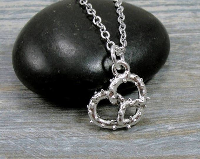 Pretzel Necklace, Silver Pretzel Charm on a Silver Cable Chain
