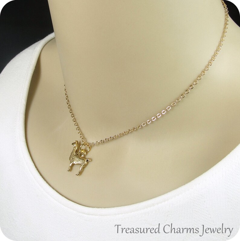 Llama Necklace Farm Animal Jewelry Gold Llama Charm Necklace Llama Themed Jewelry Alpaca Necklace Llama Gift Pet Llama Charm