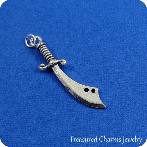 Scimitar Sword Charm - Silver Plated Scimitar Sword Charm for Necklace or Bracelet